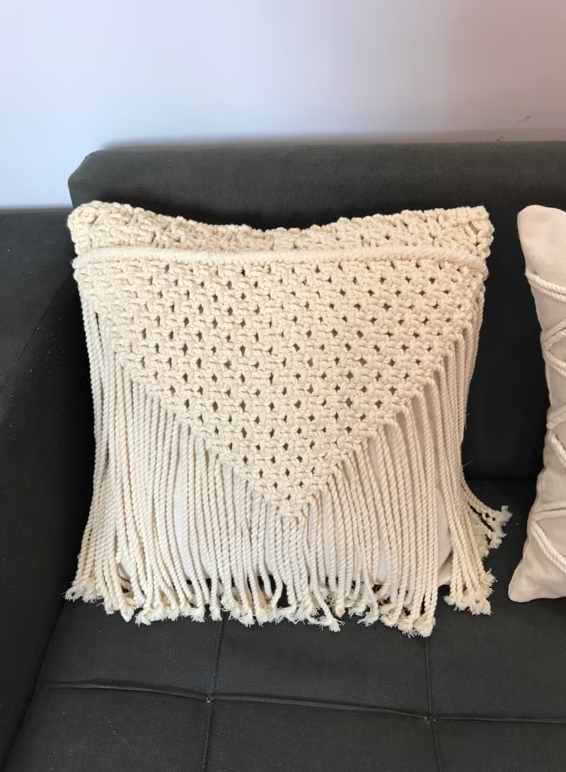 انتيكيانو وسادة مكرميه قطن مصنوعة يدويا بنمط بوهيمي 40×40 سم - Image 1