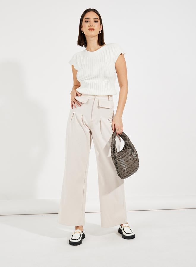 ستايلي بنطال بأرجل واسعة وخصر عالي - Image 1