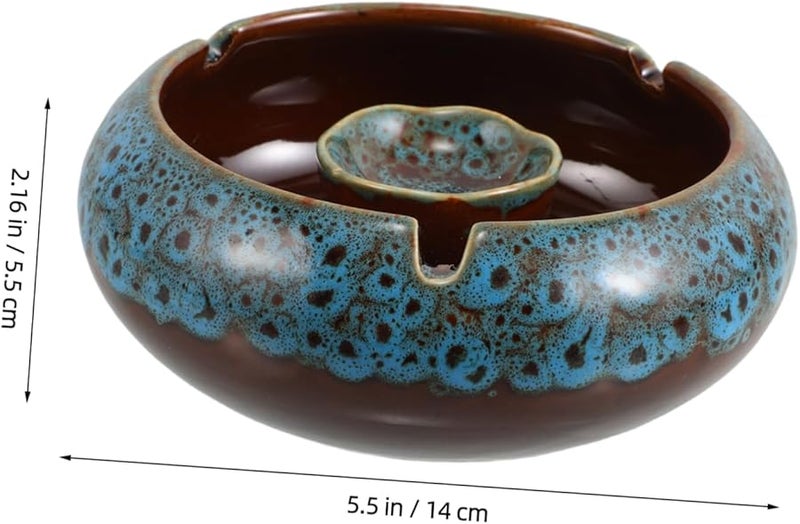 منفضة سجائر سيراميك كبيرة السعة مقاومة للرياح للمنزل والمكتب والحديقة سهلة التنظيف بتشطيب طلاء فريد - Image 3