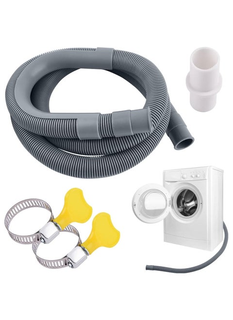 Universal Drain Hose Extension Pipe Kit, Washing Machine Hose Extension, Replacement Drain Hose Extension for Tumble Dryer Machine, Dishwasher & Other Applications, 2m