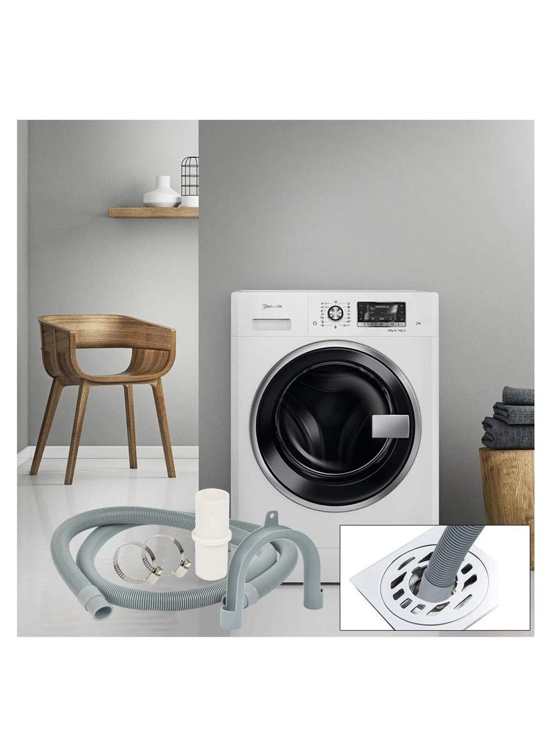 Universal Drain Hose Extension Pipe Kit, Washing Machine Hose Extension, Replacement Drain Hose Extension for Tumble Dryer Machine, Dishwasher & Other Applications, 2m