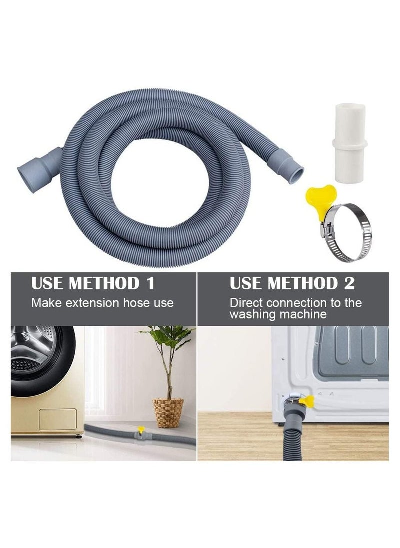 Universal Drain Hose Extension Pipe Kit, Washing Machine Hose Extension, Replacement Drain Hose Extension for Tumble Dryer Machine, Dishwasher & Other Applications, 2m