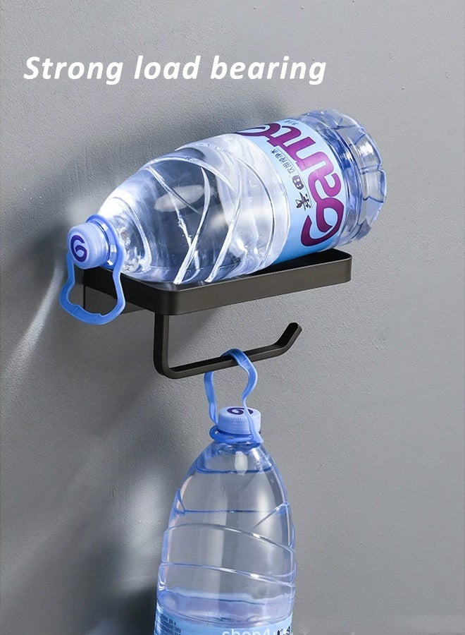 Toilet Paper Holder with Phone Shelf, Adhesive Wall Mount Toilet Tissue Roll Holder, Rustproof & Multifunctional Stainless Steel Bathroom Storage Dispenser Command Strip Toilet Paper Roll Holder (Silver) - Image 4