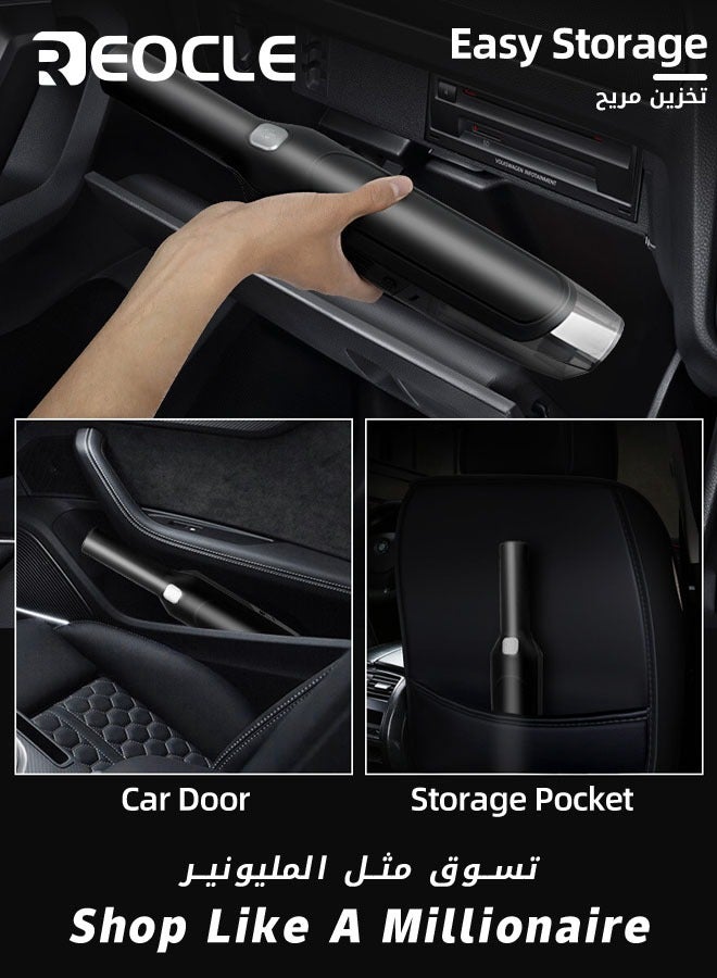 REOCLE Car Vacuum Cleaner Handheld Vacuum Cordless 9500Pa & 11000Pa Two Modes Powerful Suction 120W Lightweight Wet Dry Vacuum Rechargeable 2500mAh Battery for Home Car Pet - Image 5