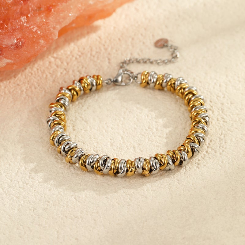 Metal Style Color Matching Design Thick Chain Titanium Steel Bracelet Ins Niche Non-Fading Jewelry - Image 5