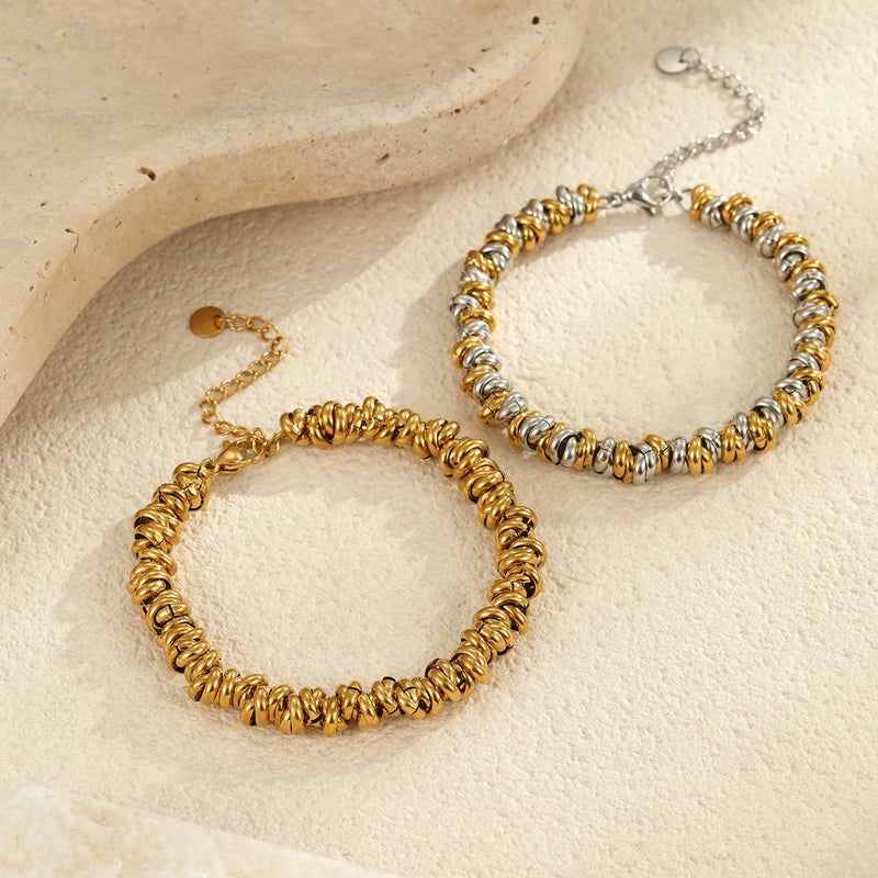 Metal Style Color Matching Design Thick Chain Titanium Steel Bracelet Ins Niche Non-Fading Jewelry - Image 3