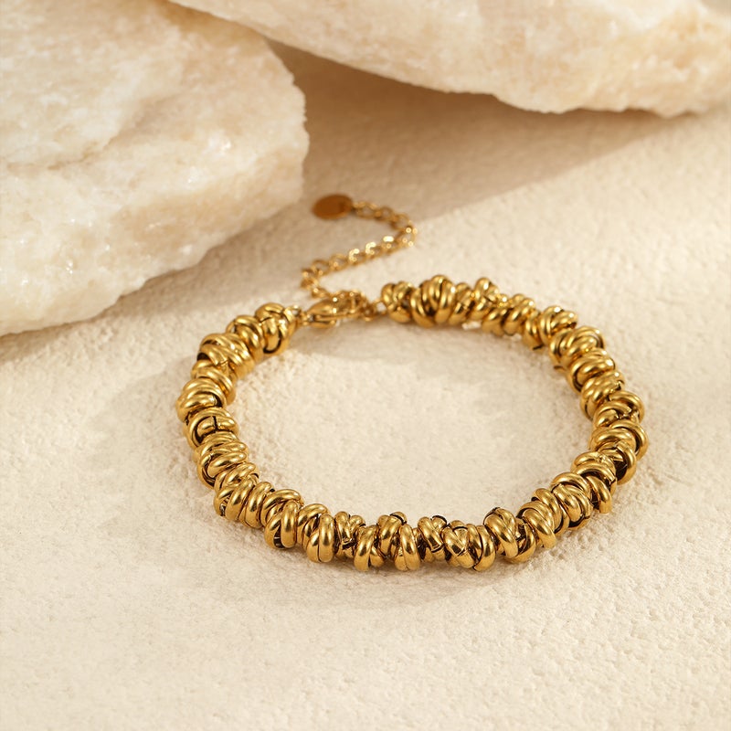 Metal Style Color Matching Design Thick Chain Titanium Steel Bracelet Ins Niche Non-Fading Jewelry - Image 4