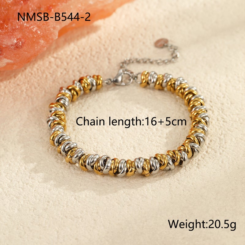 Metal Style Color Matching Design Thick Chain Titanium Steel Bracelet Ins Niche Non-Fading Jewelry - Image 1