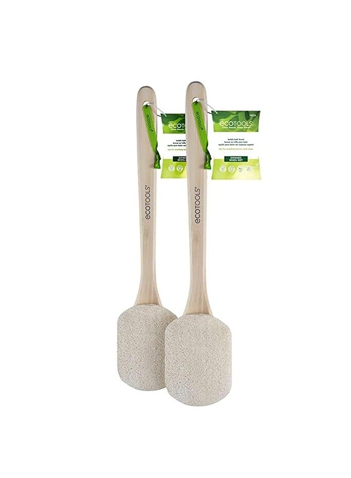 Ecotools Loofah Bath Brush, Shower Brush with Ergonomic Handle, Cleans Hard to Reach Areas, Plant-Based, Eco-Friendly Bath Sponge, Gently Cleanses & Exfoliates, Vegan & Cruelty-Free - Image 2