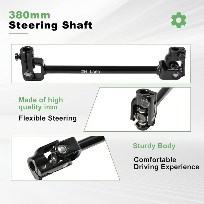 JNDO Go Kart Steering Kit - Universal Fit with 380mm Shaft, 340mm Rack & Pinion, 300mm Wheel, 150mm Column, and 80mm Sleeve - Image 4