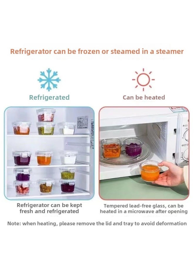 Glass Food Supplementary Box Preservation Bowl Mini Small Capacity Portable High Temperature Resistant Microwave Cooking Suit Tableware-Specifications:Fat 230ml Lid Randomly Distributed