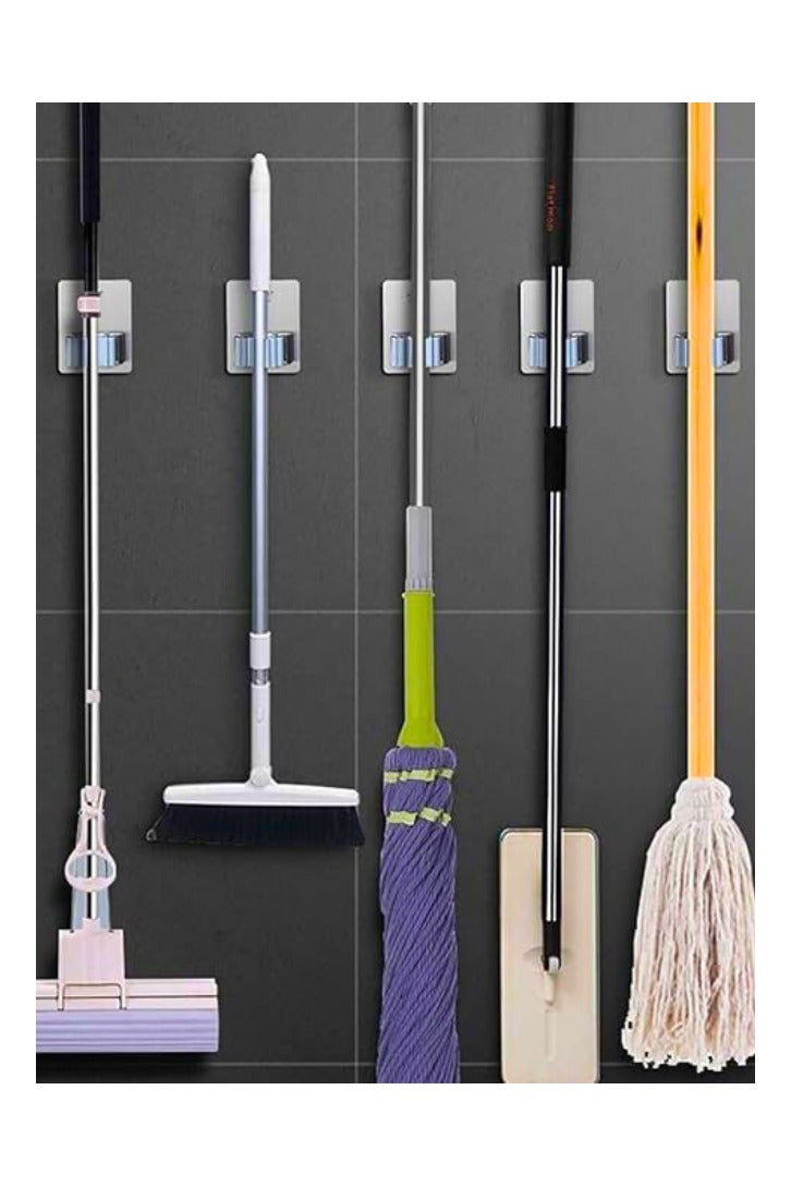 Chase Up 4 PCS Broom Holder Mop Holder Broom & Mop Grippers Self Adhesive No Drilling Super Anti-Slip Broom and Dustpan Hanger Wall Mount Mops Rakes Holder for Home, Kitchen, Garden, Garage Storage - Image 2