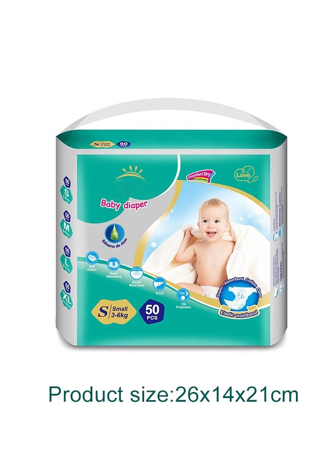 حفاضات أطفال، 50 قطعة حفاضات لحديثي الولادة، حفاضات ناعمة نطاطة، حفاضات مضادة للحساسية للاستعمال مرة واحدة لحماية بشرة الطفل الحساسة، حفاضات أطفال حديثي الولادة من القطن فائق الامتصاص، تحافظ على جفاف الطفل وراحته، سهلة التغيير، حفاضات أطفال آمنة على البشرة للاستعمال مرة واحدة للبنين والبنات - Image 2