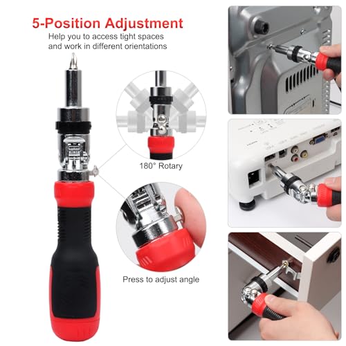 SHARDEN Ratcheting Screwdriver 13-in-1 Multibit Screwdriver All in One Screwdriver Set with Phillips, Flat Head, Torx Security, Hex, Robertson, 180 Degree Pivoting Adjustable Angled Screw Driver Set - Image 3