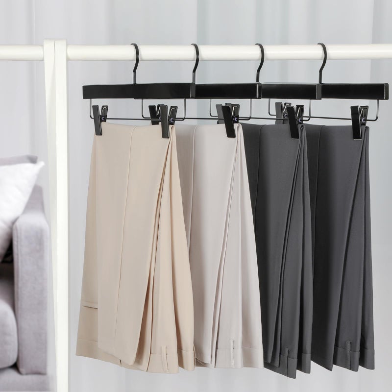 TOPIA HANGER Black Wooden Pants Hangers, Wood Skirt Hangers with Clips, Deluxe Jeans Hanger with 360Â° Swivel Anti-Rust Flat Hook, Smooth Finish Wood Hangers for Slacks Trousers 20 Pack, CT03B - Image 2
