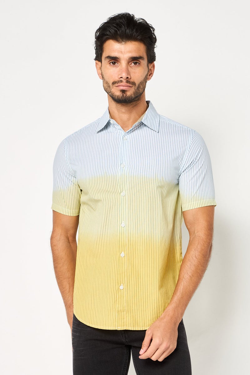 DKNY Men Regular Fit Stripe Short Sleeve Polo Shirt, Multicolor - Image 1