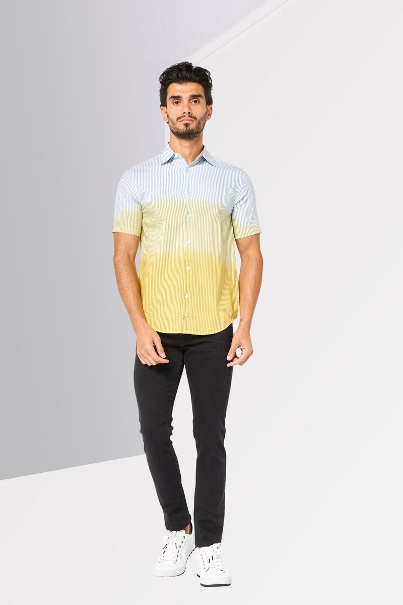 DKNY Men Regular Fit Stripe Short Sleeve Polo Shirt, Multicolor - Image 2