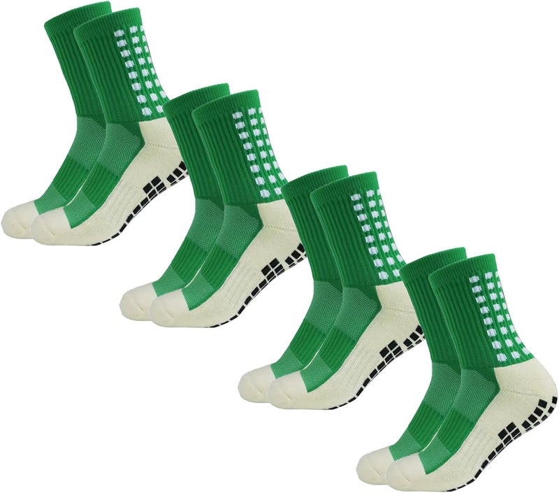 Yufree Men's Soccer Socks Anti Slip Non Slip Grip Pads for Football Basketball Sports Grip Socks, 4 Pair - Image 1