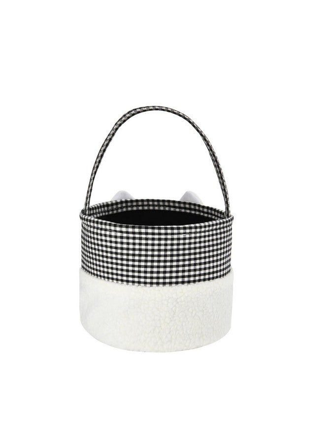Irisbell Easter Bunny Basket,Cute Plush Easter Bucket with Handle for Easter Party Egg Hunts Decorations Candy Gifts Storage (Black) - Image 4
