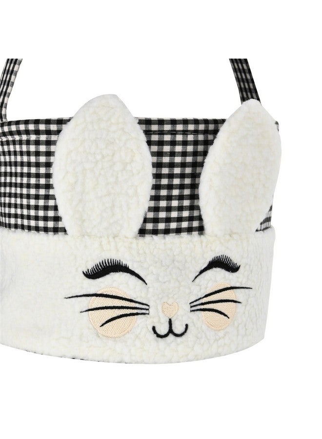Irisbell Easter Bunny Basket,Cute Plush Easter Bucket with Handle for Easter Party Egg Hunts Decorations Candy Gifts Storage (Black) - Image 5