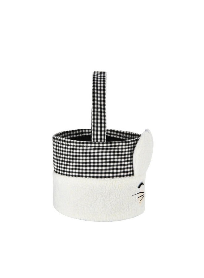 Irisbell Easter Bunny Basket,Cute Plush Easter Bucket with Handle for Easter Party Egg Hunts Decorations Candy Gifts Storage (Black) - Image 3