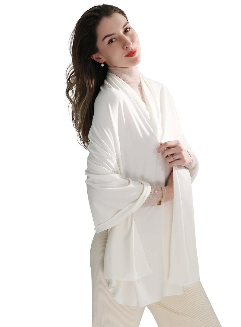 VENVSBEE Shawl Wraps for Women, Travel Scarf Soft Blanket Wrap Pashmina Travel Accessory for Airplane-02 Classic Jersey Cream - Image 1