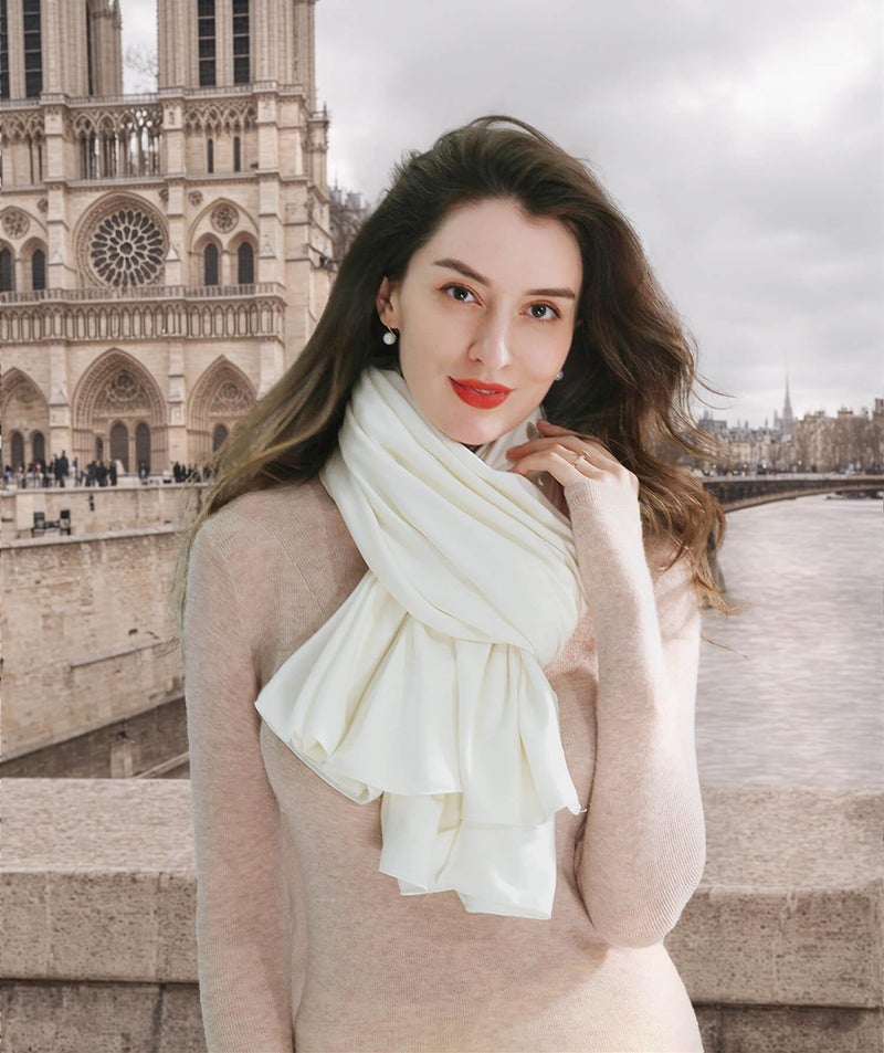 VENVSBEE Shawl Wraps for Women, Travel Scarf Soft Blanket Wrap Pashmina Travel Accessory for Airplane-02 Classic Jersey Cream - Image 5