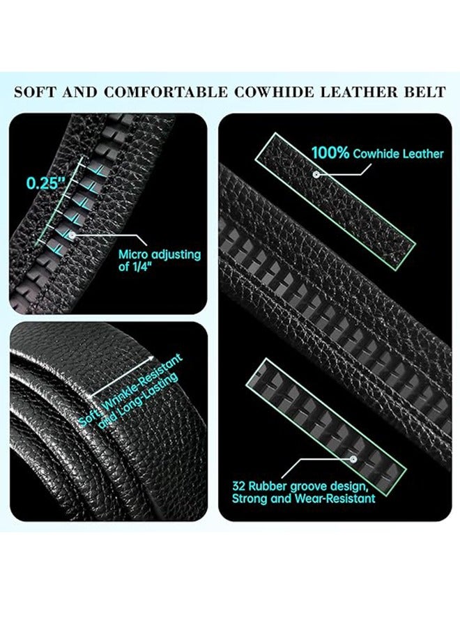 Men's Belts, Men's Ratchet Dress Belts With Automatic Buckle Business Cowhide Trouser Belts - Fits Jeans Casual Wear 120cm - Micro Adjustable Belts For All Occasions - Image 2