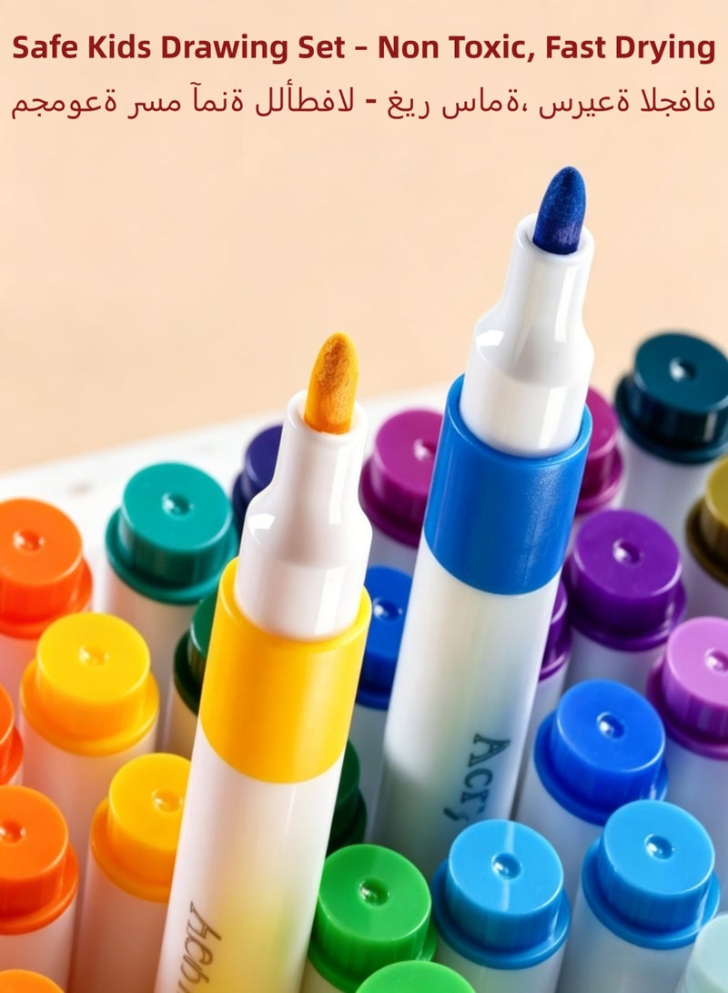 Gebi Products مجموعة أقلام تلوين أكريليك بـ 36 لونًا، مثالية لرسم وتلوين الصخور، مناسبة للأطفال، غير سامة، سريعة الجفاف، مع حقيبة حمل. - Image 5