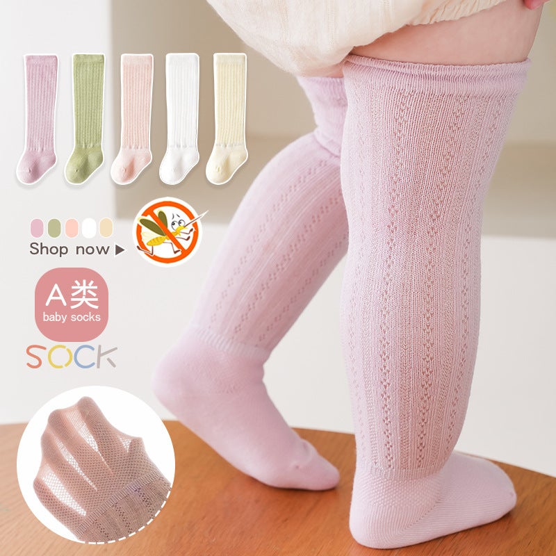 23 Summer Thin Baby Stockings Boneless Mesh Anti-Mosquito Socks Cotton Socks Baby Socks Sun Protection Over Knee Without Strangling Legs - Image 3