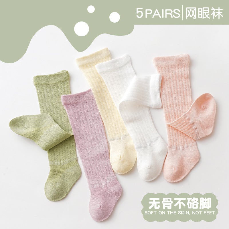23 Summer Thin Baby Stockings Boneless Mesh Anti-Mosquito Socks Cotton Socks Baby Socks Sun Protection Over Knee Without Strangling Legs - Image 4