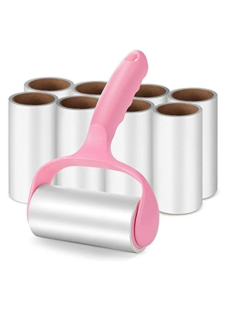 Lint Roller, Super Sticky Pet Hair Remover Kit with 9 Refills, Adhesive Lint Brush for Clothes ,Carpet, Car Seats, Dust ,Dogs, Cats Assorted  - Image 1