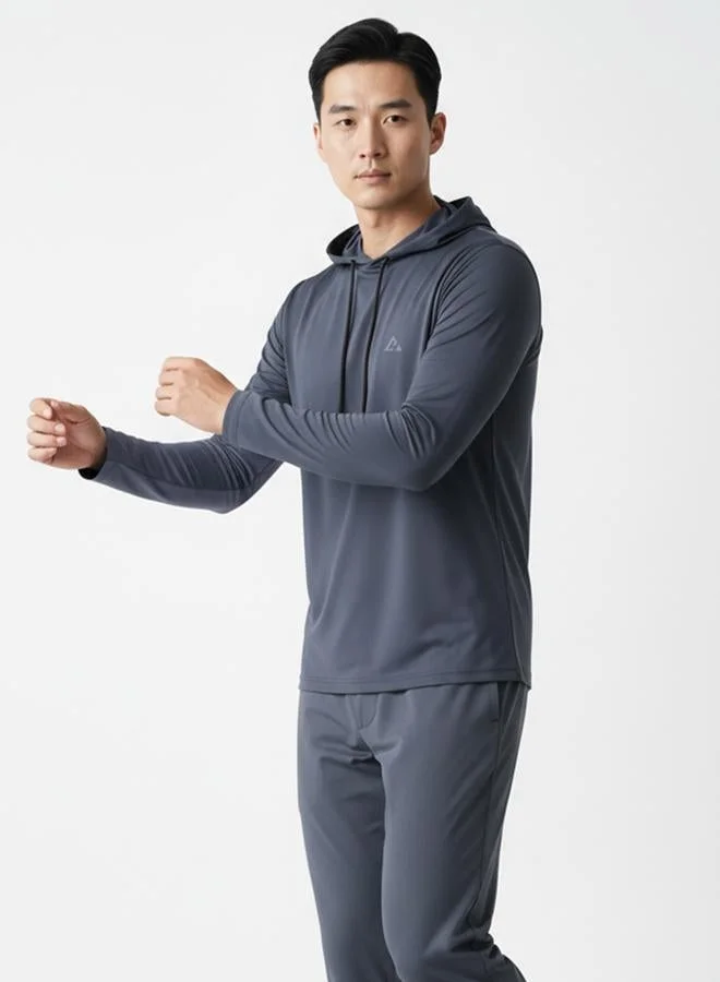 Clans&Hans Men Grey Long Sleeve Hoodie
