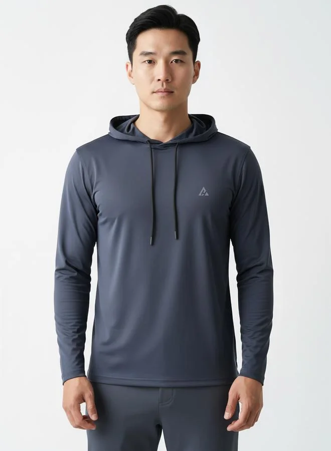 Clans&Hans Men Grey Long Sleeve Hoodie