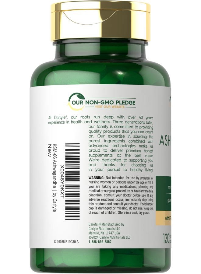 Carlyle KSM-66 Ashwagandha 600mg | 120 Caplets | Extract Supplement with L-Theanine | Vegan, Non-GMO, Gluten Free - Image 3