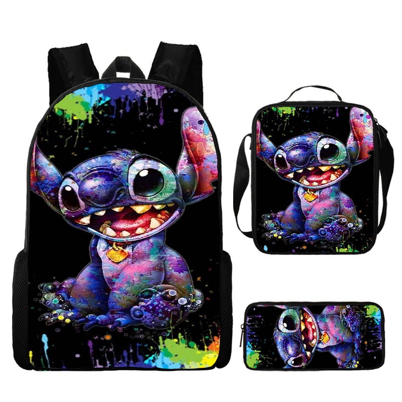 Amazon New Cartoon stitch stitch Three-Piece Set Schoolbag Backpack Backpack for Primary and Secondary School Students 8 styles 