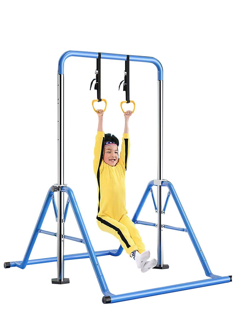 MaBaby - Expandable Gymnastics Bar for Kids - Height Adjustable Junior Training Bar for Home, Folding Gymnastic Horizontal Bars Equipment with lifting rings - Image 1