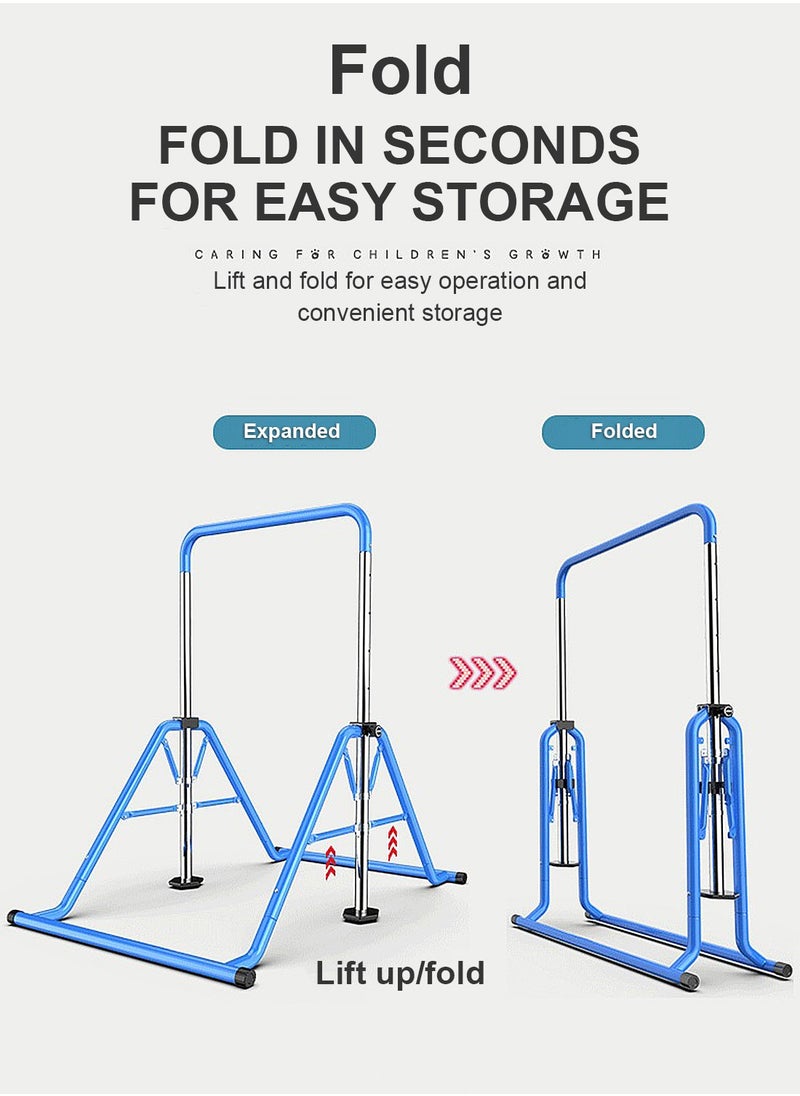 MaBaby - Expandable Gymnastics Bar for Kids - Height Adjustable Junior Training Bar for Home, Folding Gymnastic Horizontal Bars Equipment with lifting rings - Image 1