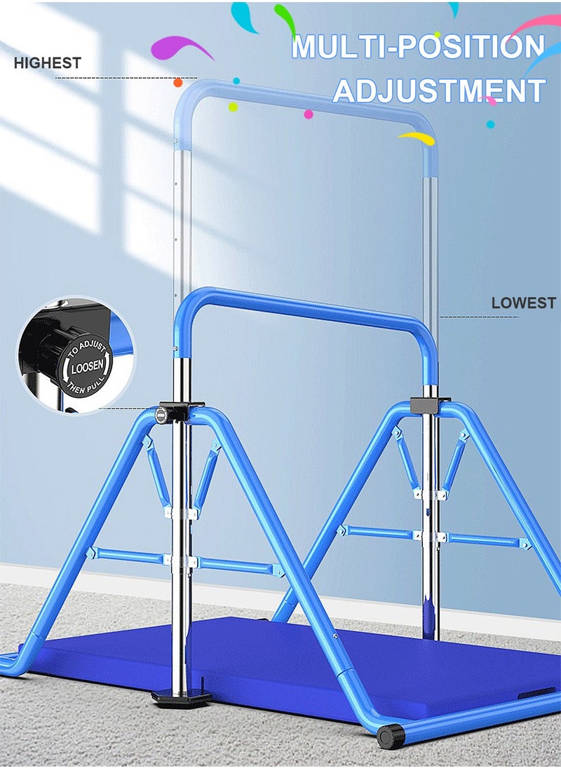 MaBaby - Expandable Gymnastics Bar for Kids - Height Adjustable Junior Training Bar for Home, Folding Gymnastic Horizontal Bars Equipment with lifting rings - Image 1