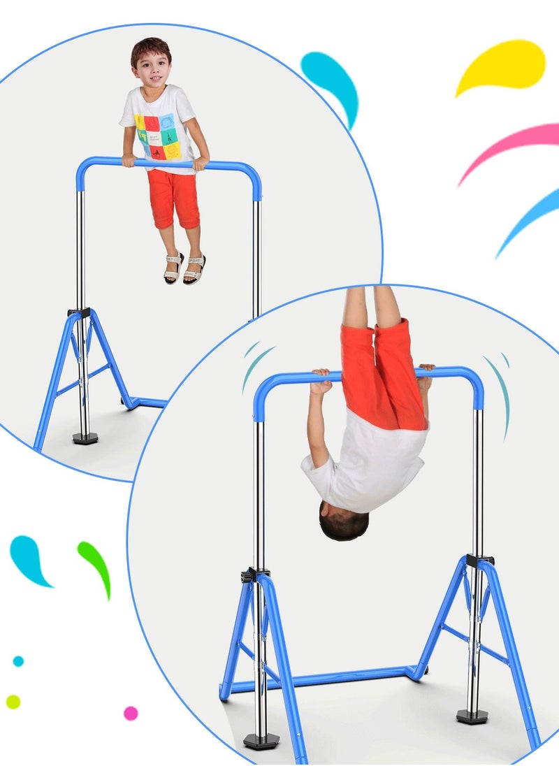 MaBaby - Expandable Gymnastics Bar for Kids - Height Adjustable Junior Training Bar for Home, Folding Gymnastic Horizontal Bars Equipment with lifting rings - Image 1