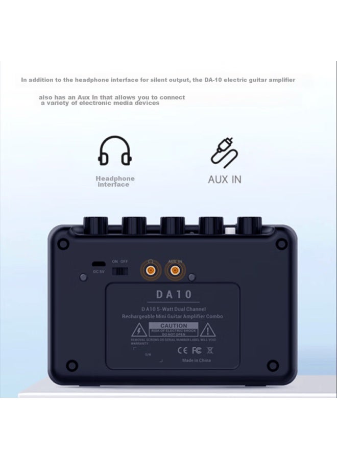 Donner Electric Guitar Amplifier Da10, Small Black Amplifier, Mini Portable Overload Instrument Brand Amplifier - Image 2