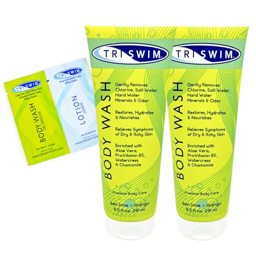 TRISWIM After Swim Chlorine Body Wash Enriched with Aloe Vera Watercress and Chamomile for Restoring Hydrating and Nourishing Skin Relieves Dry and Itchy Skin Perfect for Swimmers Pack of 2 - Image 1