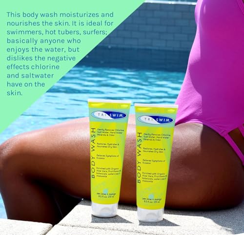 TRISWIM After Swim Chlorine Body Wash Enriched with Aloe Vera Watercress and Chamomile for Restoring Hydrating and Nourishing Skin Relieves Dry and Itchy Skin Perfect for Swimmers Pack of 2 - Image 3