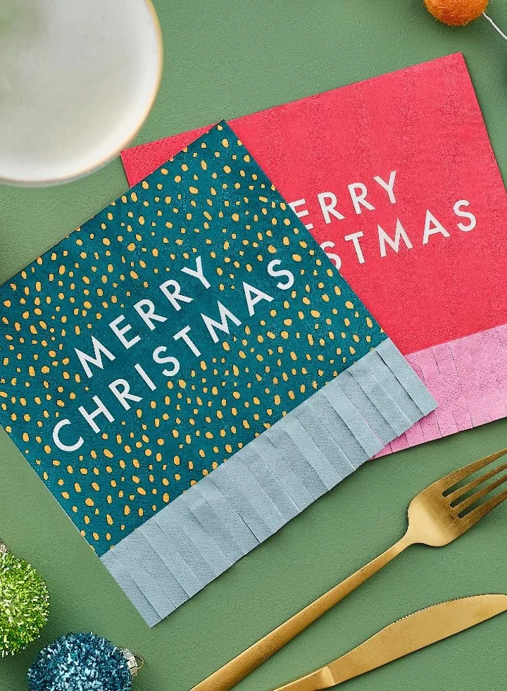 Ginger Ray Ginger Ray Merry Christmas Napkins Multicolored - Festive and Bright Disposable Napkins for Holiday Parties