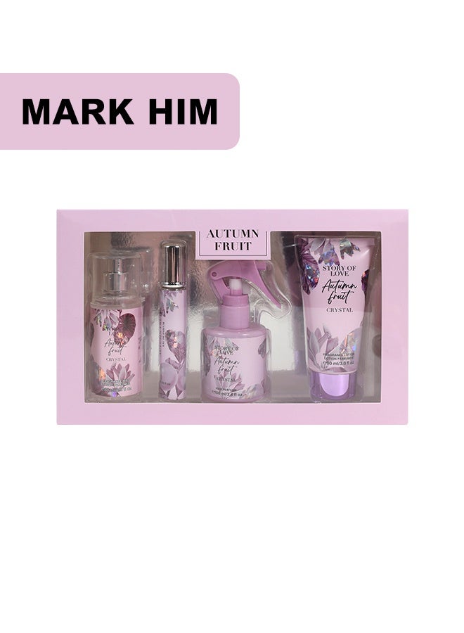 MARK HIM Women's Ultimate Fragrance Ritual Gift Set, Body Mist 88ml, Perfume 20ml, Hair Fragrance 100ml, Body Lotion 90ml, Luxurious Scented Self-Care Gift for Her, Autumn Fruit - Image 1