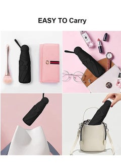 KASTWAVE Mini Windproof Folding Travel Umbrella, Sun & Rain Umbrellas, Compact Portable for Women Men, Black  - Image 5