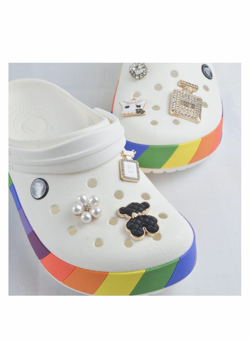 Excefore Fashion Rhinestone Shoe Charms, 14 Pcs Gleaming Pearl Chains with Bows Shoe Charms lovely little bear Jewelry Accessories Decoration for Girls Women Party Favors Birthday Gifts - Image 4