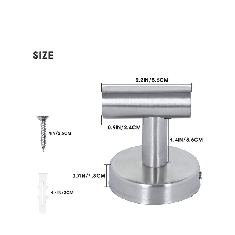 SOLARAE Wall Towel Hooks Coat Hook Bathroom Robe 304 Stainless Steel Heavy Duty Door Hanger Towel Robe Clothes Cabinet Closet Sponges Hook Bathroom Bedroom Kitchen Hotel Pool 4 Packs (Silver) - Image 3