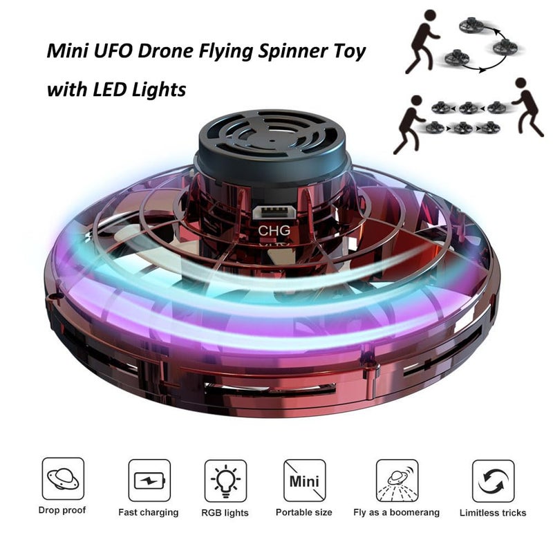 GoolRC Flying Spinner Mini Drone, Fidget Spinner Flying Boomerang Toys Magical Hand Controlled Gyro Flying Drone with LED Light Gifts for Teens Adults Indoor Outdoor - Image 2