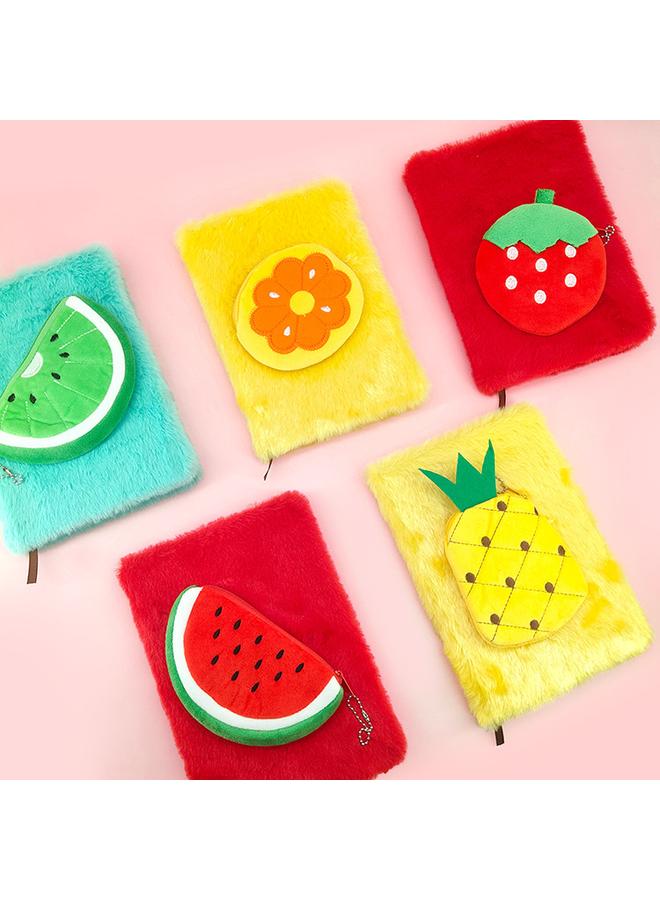 Bluejw Cross-border Fruit Plush Notebook Children's Hand Ledger Pineapple Strawberry Orange Kiwi Diary Notepad - Image 3
